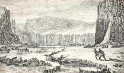 Ilustracja z wyprawy jachtu parowego „Fox”, w poszukiwaniu losów zaginionej wyprawy sir Johna Franklina, 1859